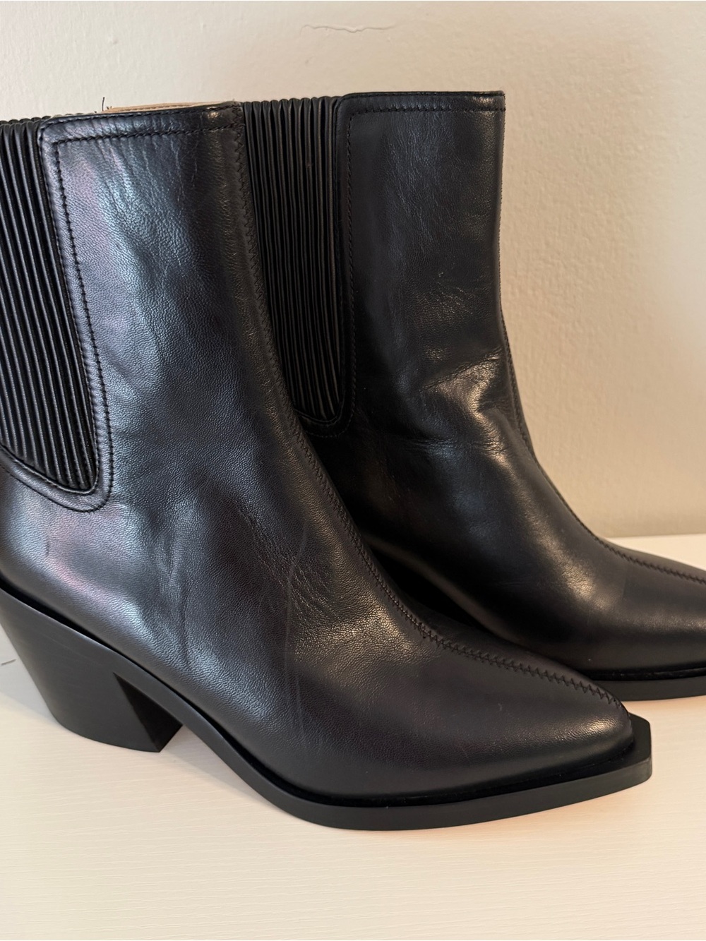 Coach Black Leather Prestyn Pointed Ankle Boots  Brand new 7.5